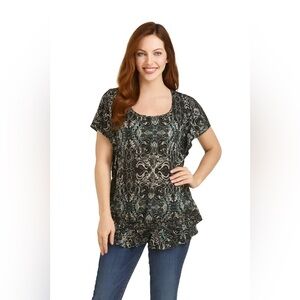 Faded glory size 4X sheer abstract blouse